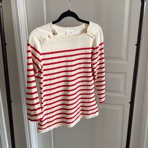Sezane Red and Cream Striped Long Sleeve Top